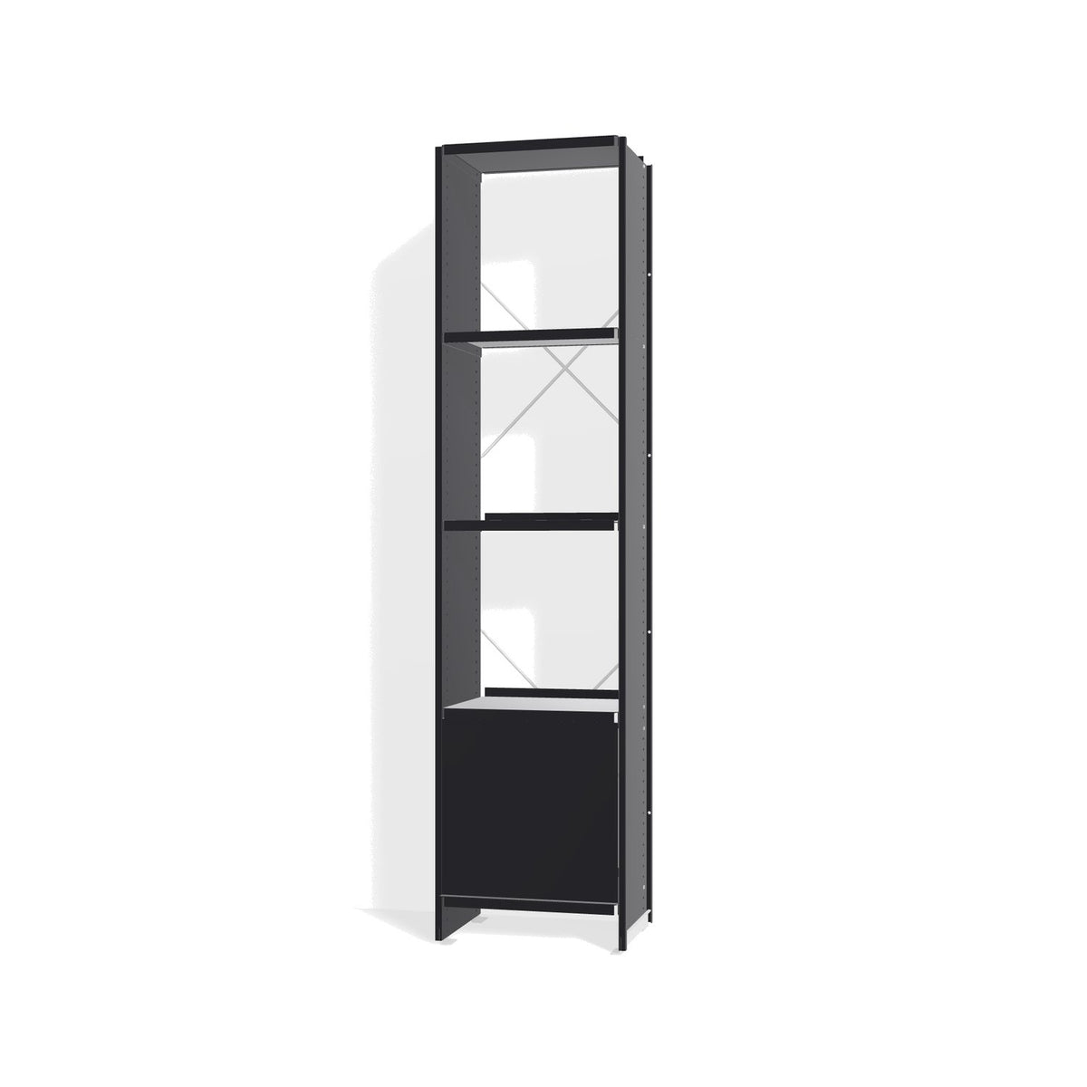 Lehni Aluminium Shelf System Narrow Shelf, with slide-in door - Black - Lehni