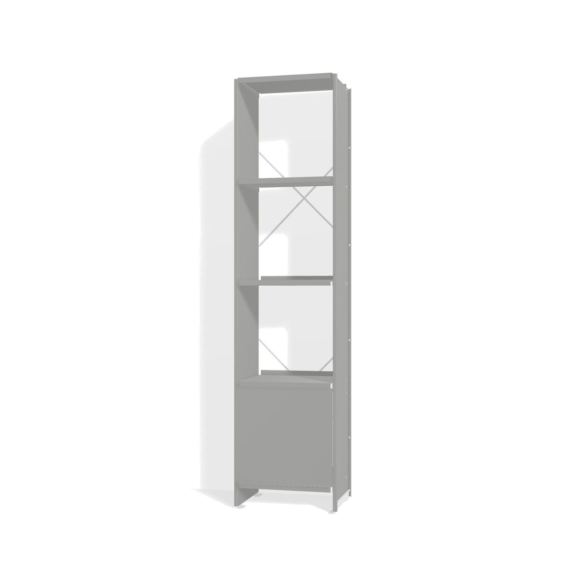 Lehni Aluminium Shelf System Narrow Shelf, with slide-in door - White Aluminum - Lehni