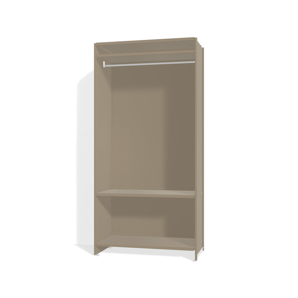 Lehni Aluminium Shelf System Wardrobe, with clothes rail and back panel - Pearl Beige - Lehni