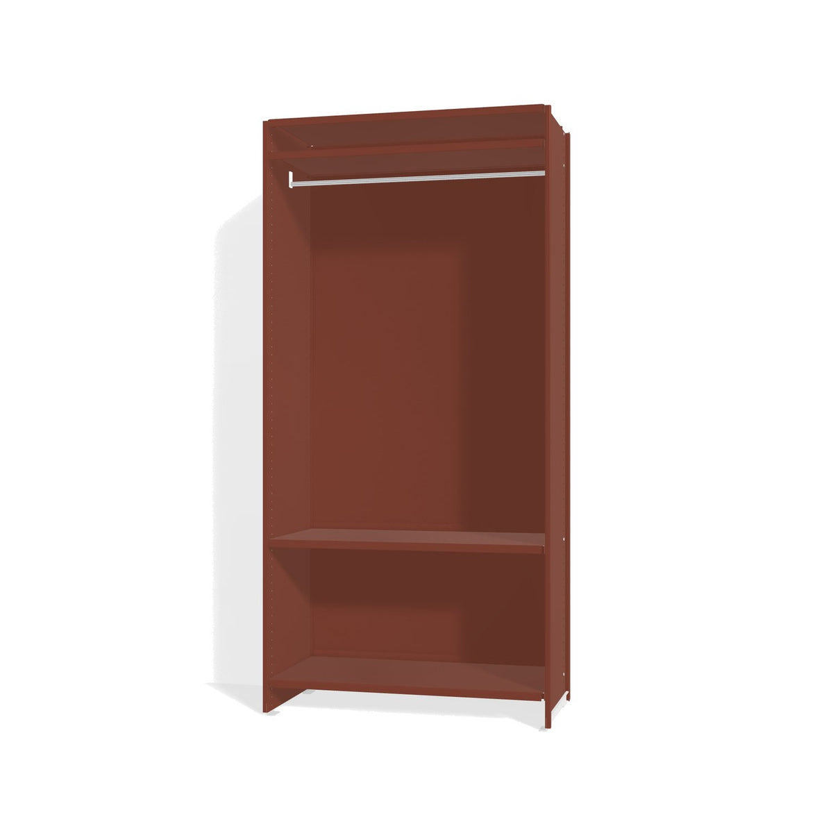 Lehni Aluminium Shelf System Wardrobe, with clothes rail and back panel - Pearl Copper - Lehni