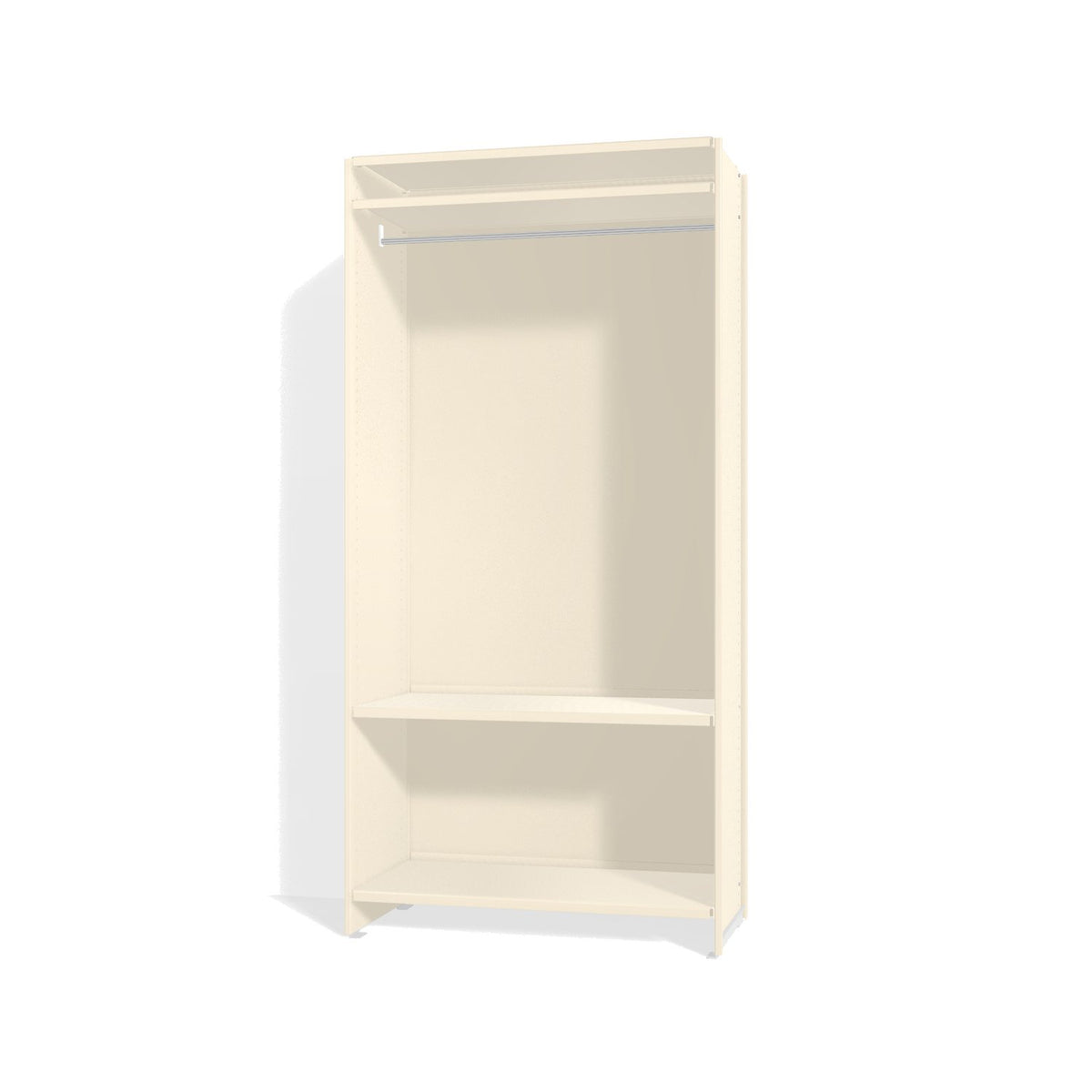 Lehni Aluminium Shelf System Wardrobe, with clothes rail and back panel - Pearl White - Lehni