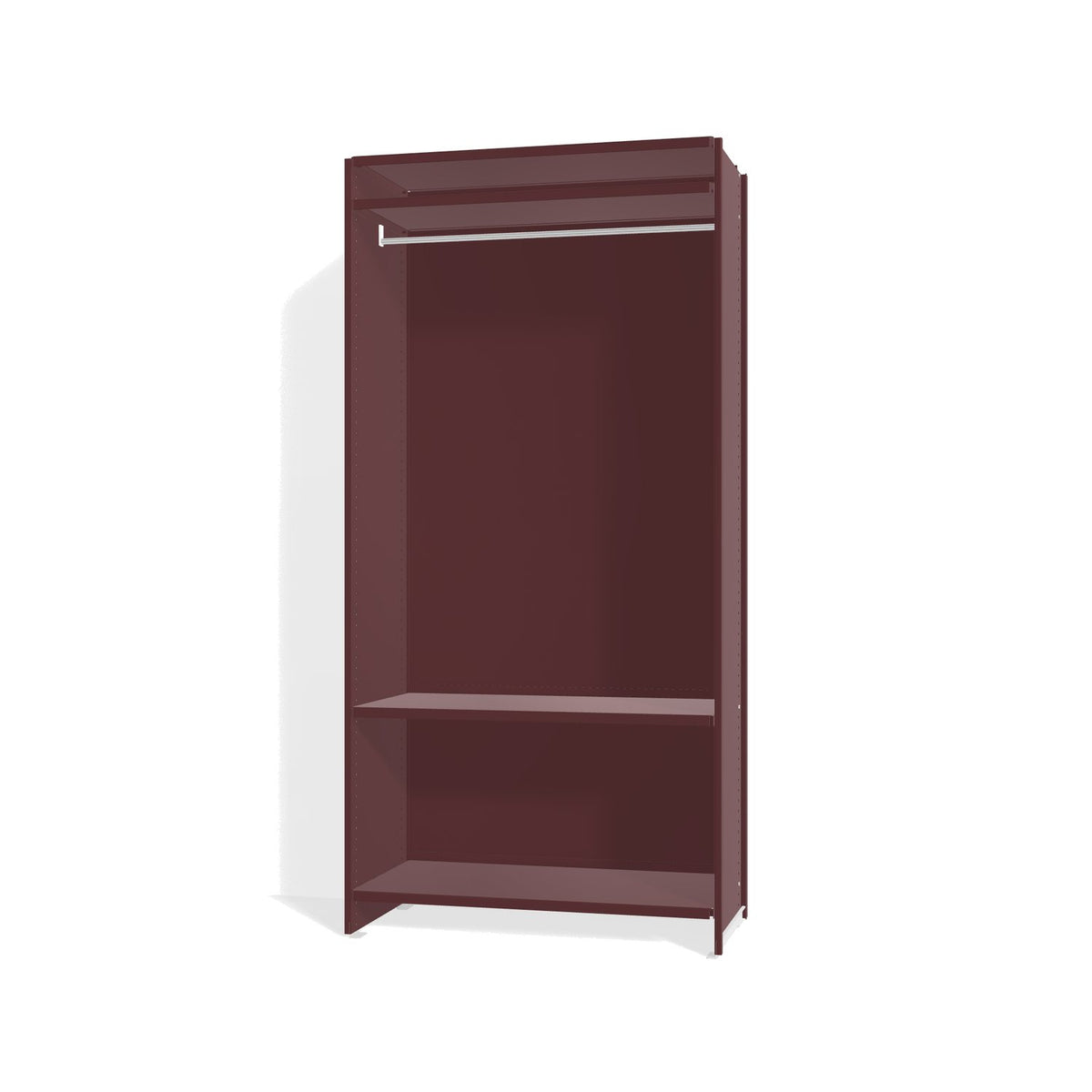 Lehni Aluminium Shelf System Wardrobe, with clothes rail and back panel - Black Red - Lehni