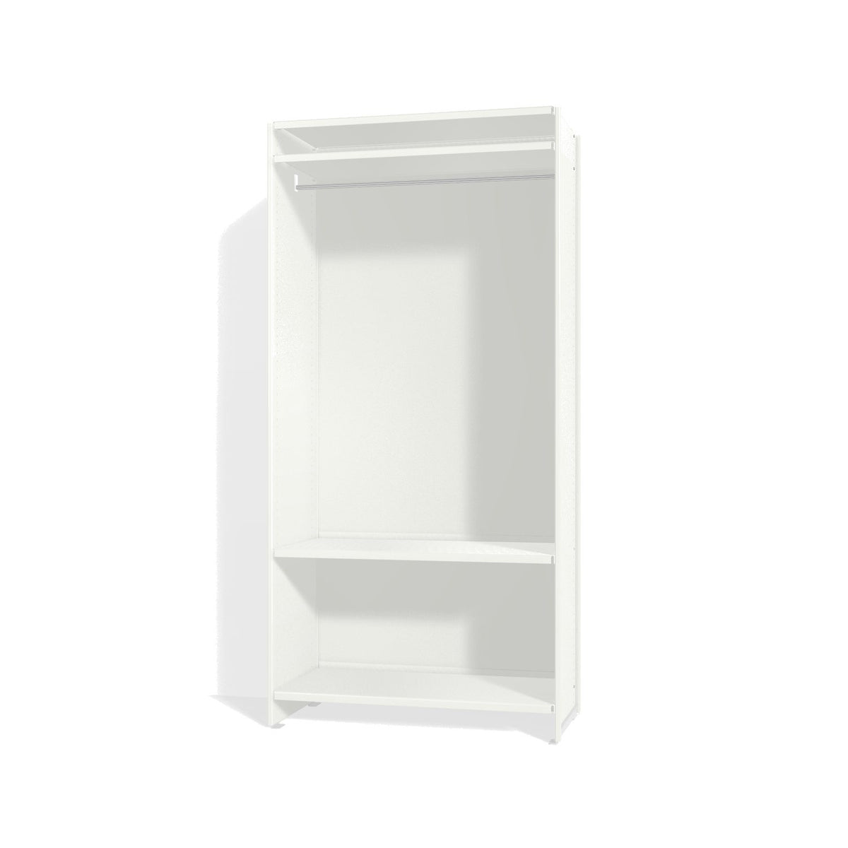 Lehni Aluminium Shelf System Wardrobe, with clothes rail and back panel - Signal White - Lehni