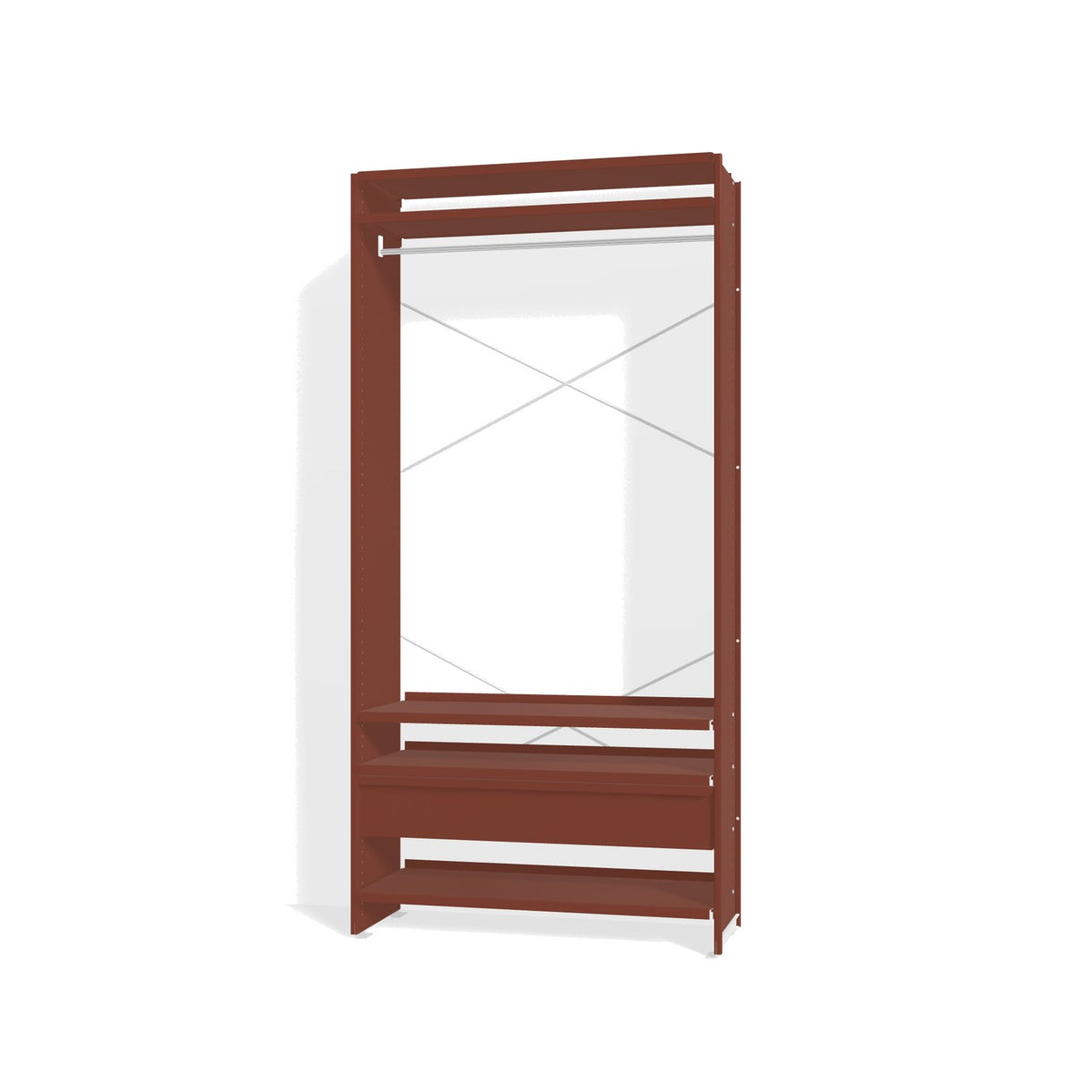 Lehni Aluminium Shelf System Wardrobe, with clothes rail and drawer - Pearl Copper - Lehni