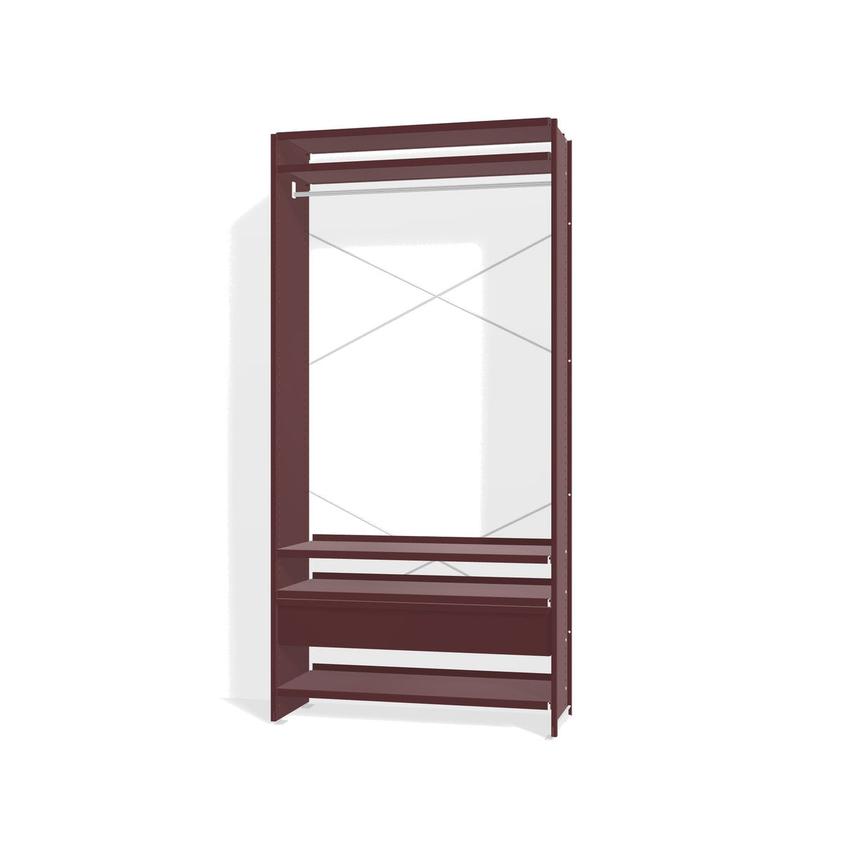 Lehni Aluminium Shelf System Wardrobe, with clothes rail and drawer - Black Red - Lehni