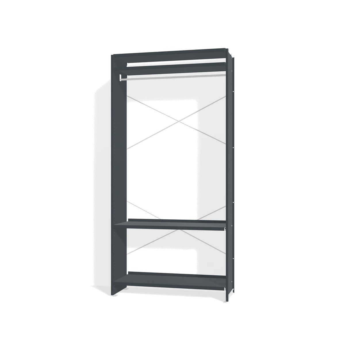 Lehni Aluminium Shelf System Wardrobe, with clothes rail - Anthracite - Lehni