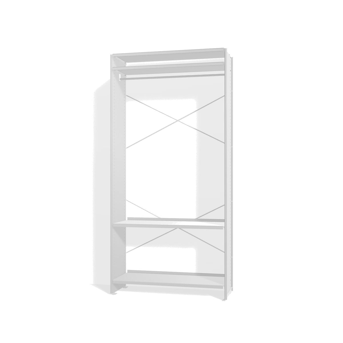 Lehni Aluminium Shelf System Wardrobe, with clothes rail - Colorless Anodized - Lehni