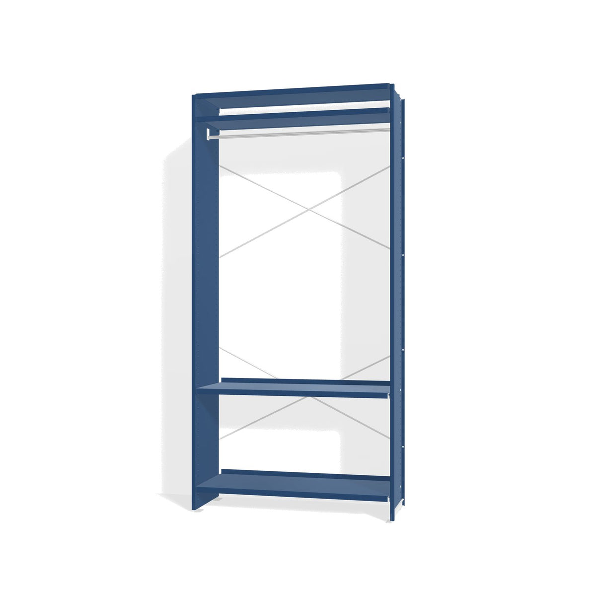 Lehni Aluminium Shelf System Wardrobe, with clothes rail - Lehni Blue - Lehni