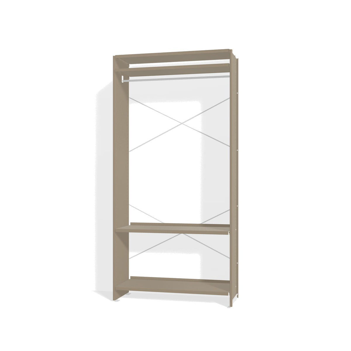 Lehni Aluminium Shelf System Wardrobe, with clothes rail - Pearl Beige - Lehni