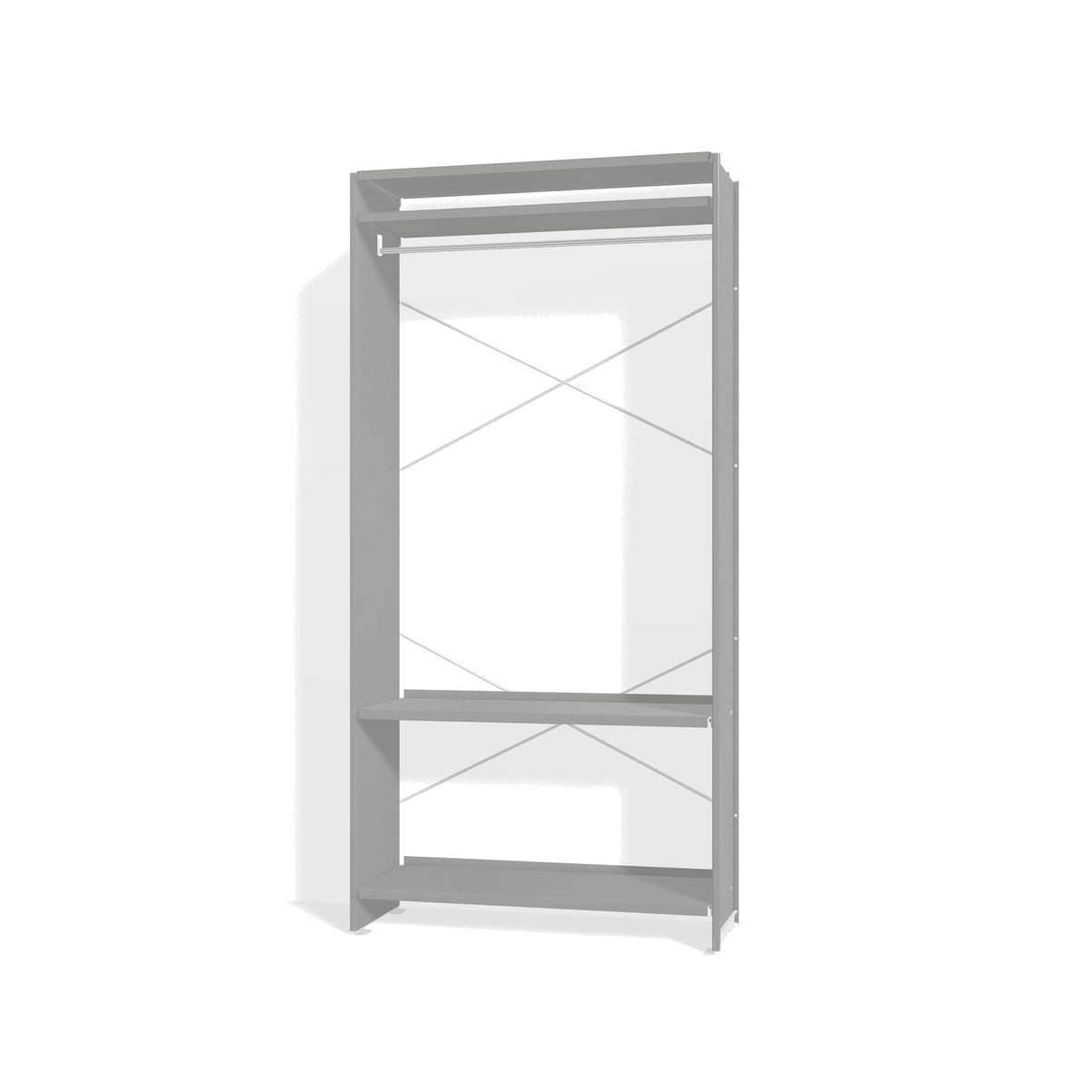 Lehni Aluminium Shelf System Wardrobe, with clothes rail - White Aluminum - Lehni