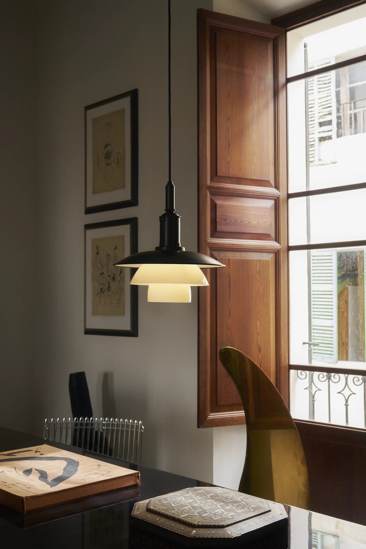 PH 3/3 Aged Brass Opal Pendant Lamp – Louis Poulsen – view 3