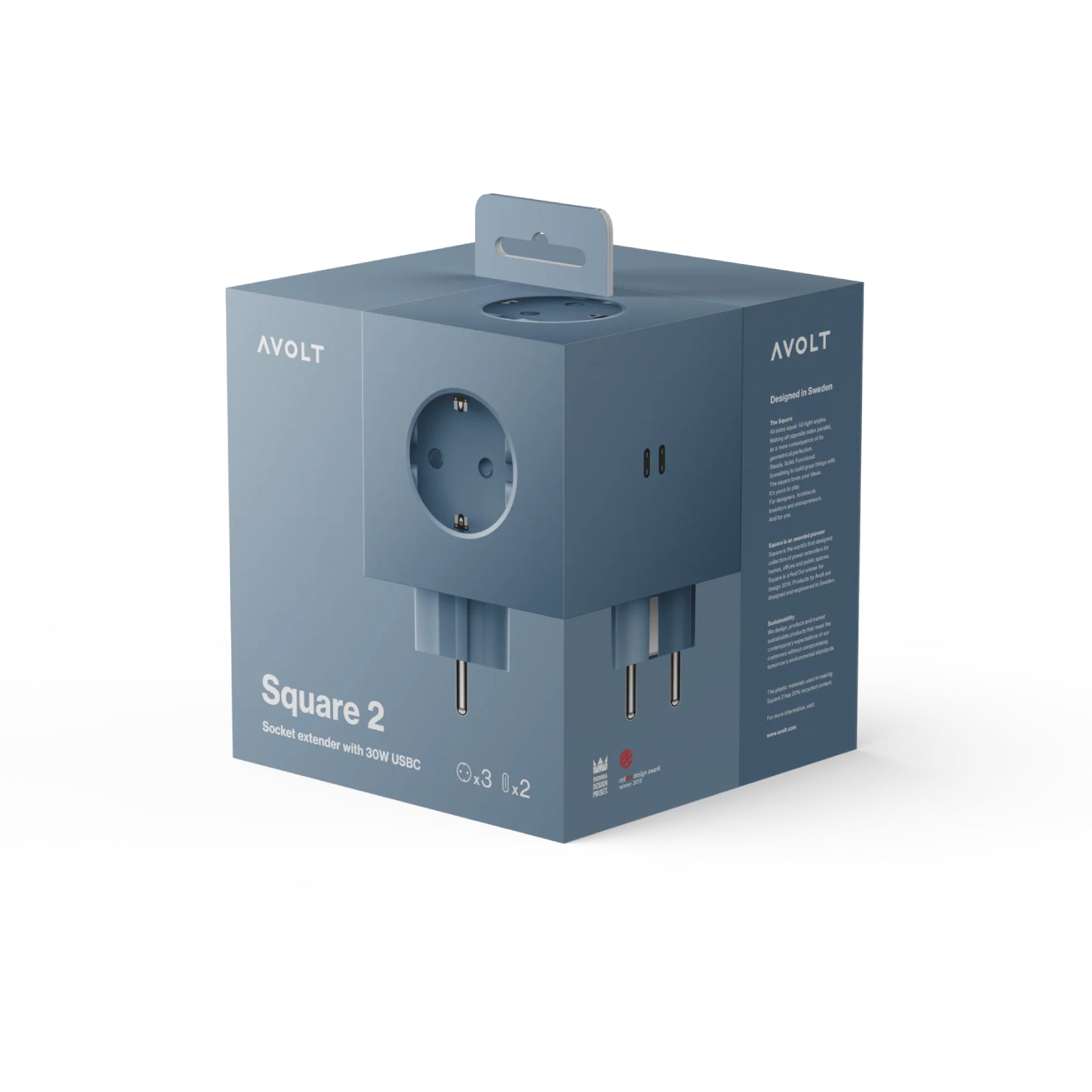 Square 2 USB C - Shark Blue Dekoration by AVOLT