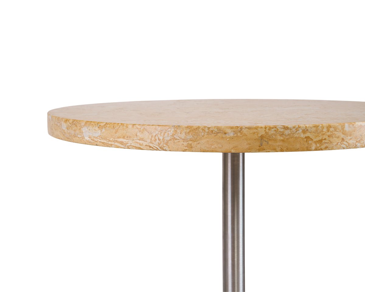 Table 57 - Yellow Limestone / Stainless Steel - Ø55 Dining Tables by Frama