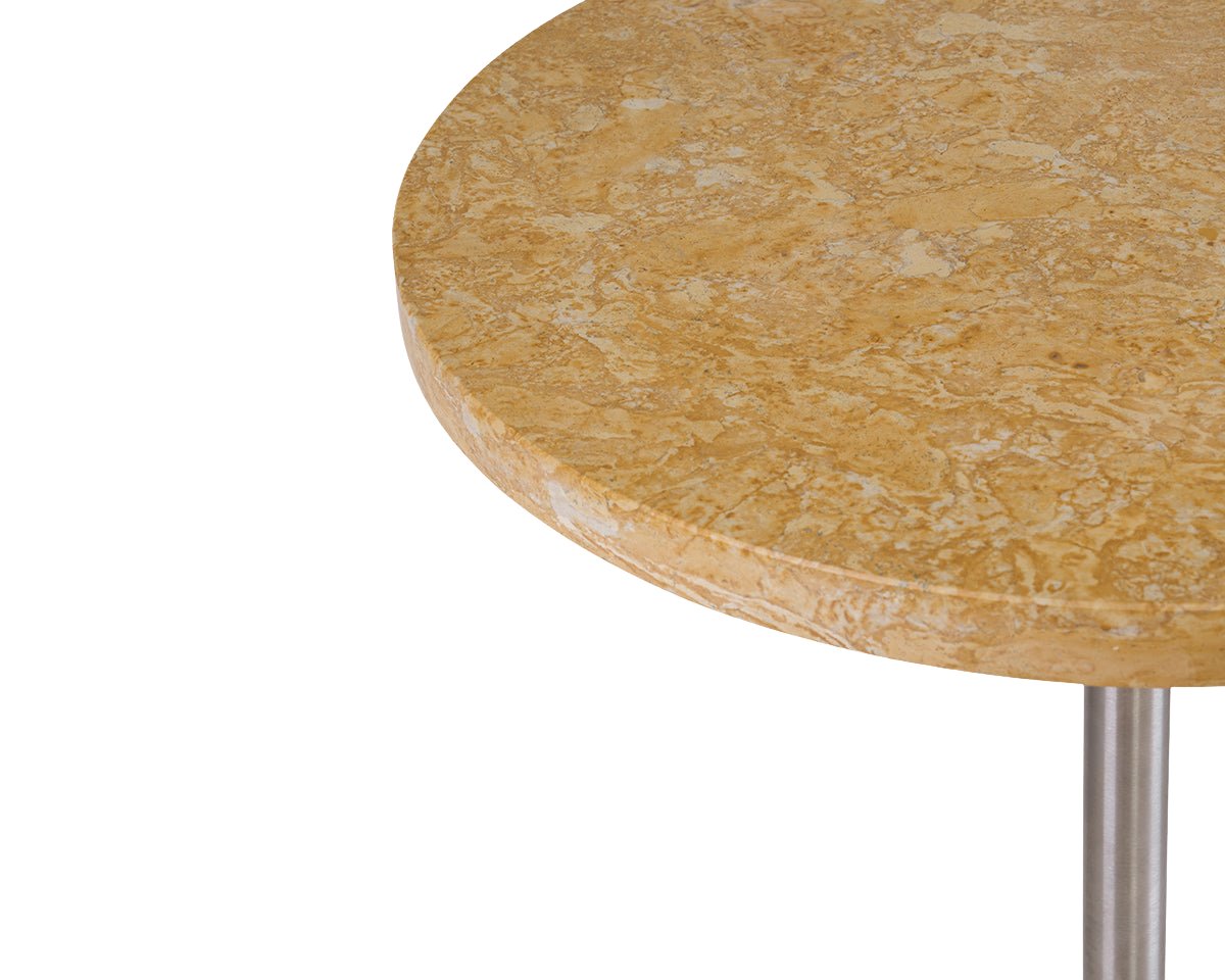 Table 57 - Yellow Limestone / Stainless Steel - Ø55 Dining Tables by Frama