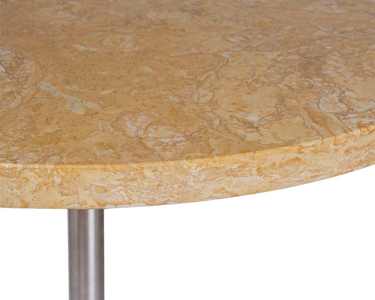 Table 57 - Yellow Limestone / Stainless Steel - Ø70 Dining Tables by Frama