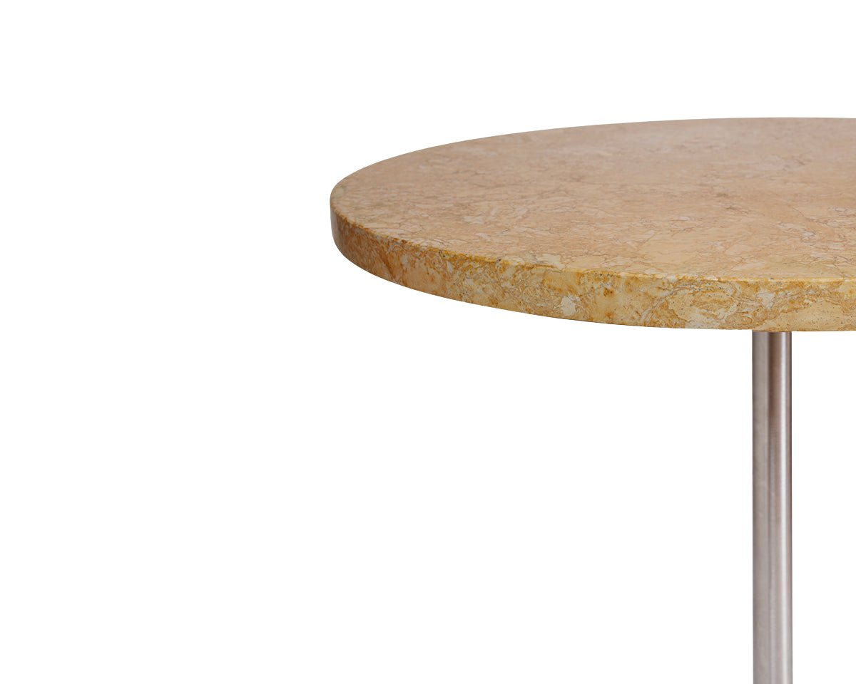 Table 57 - Yellow Limestone / Stainless Steel - Ø70 Dining Tables by Frama