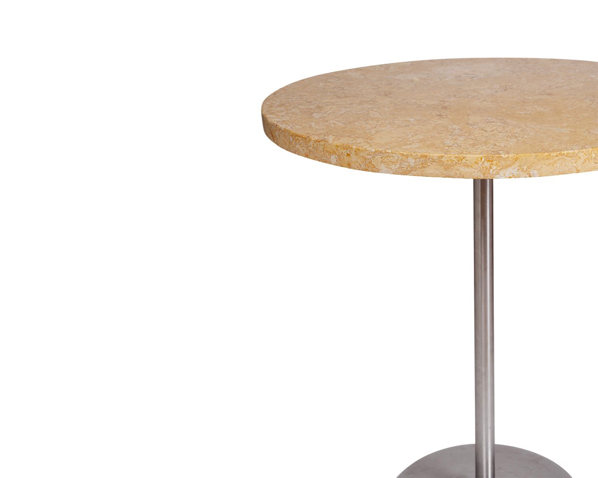 Table 57 - Yellow Limestone / Stainless Steel - Ø70 Dining Tables by Frama