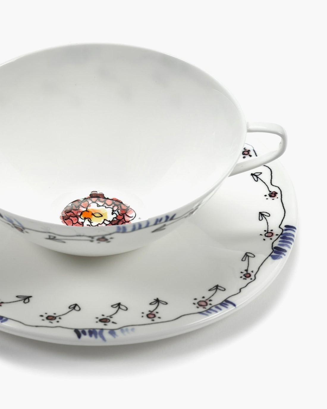 Teetasse mit Untertasse 2-Set Geschenkbox – Anemone Milk Midnight Flowers