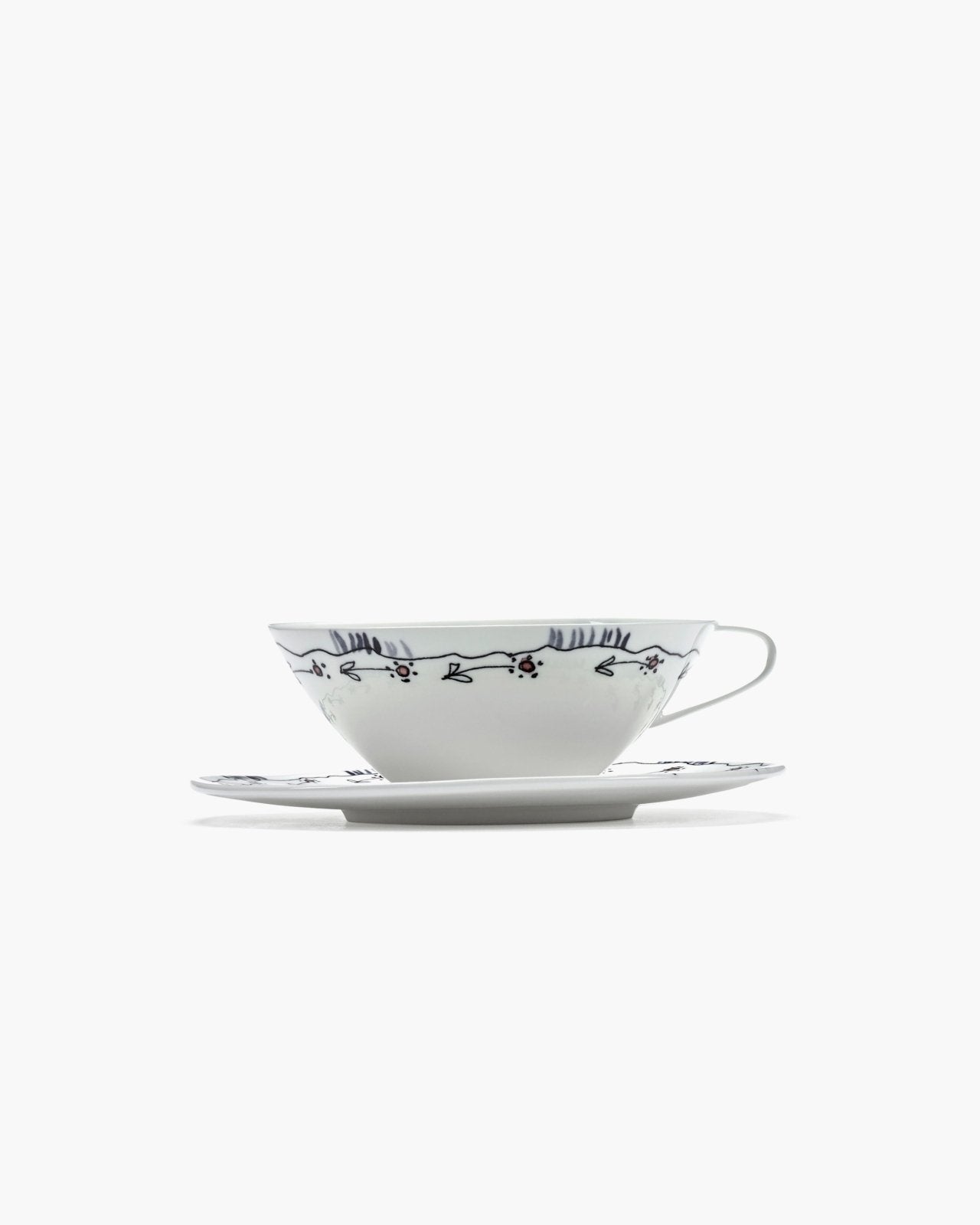 Tea Cup with Saucer - Anemone Milk Midnight Flowers Geschirr by Serax x Marni