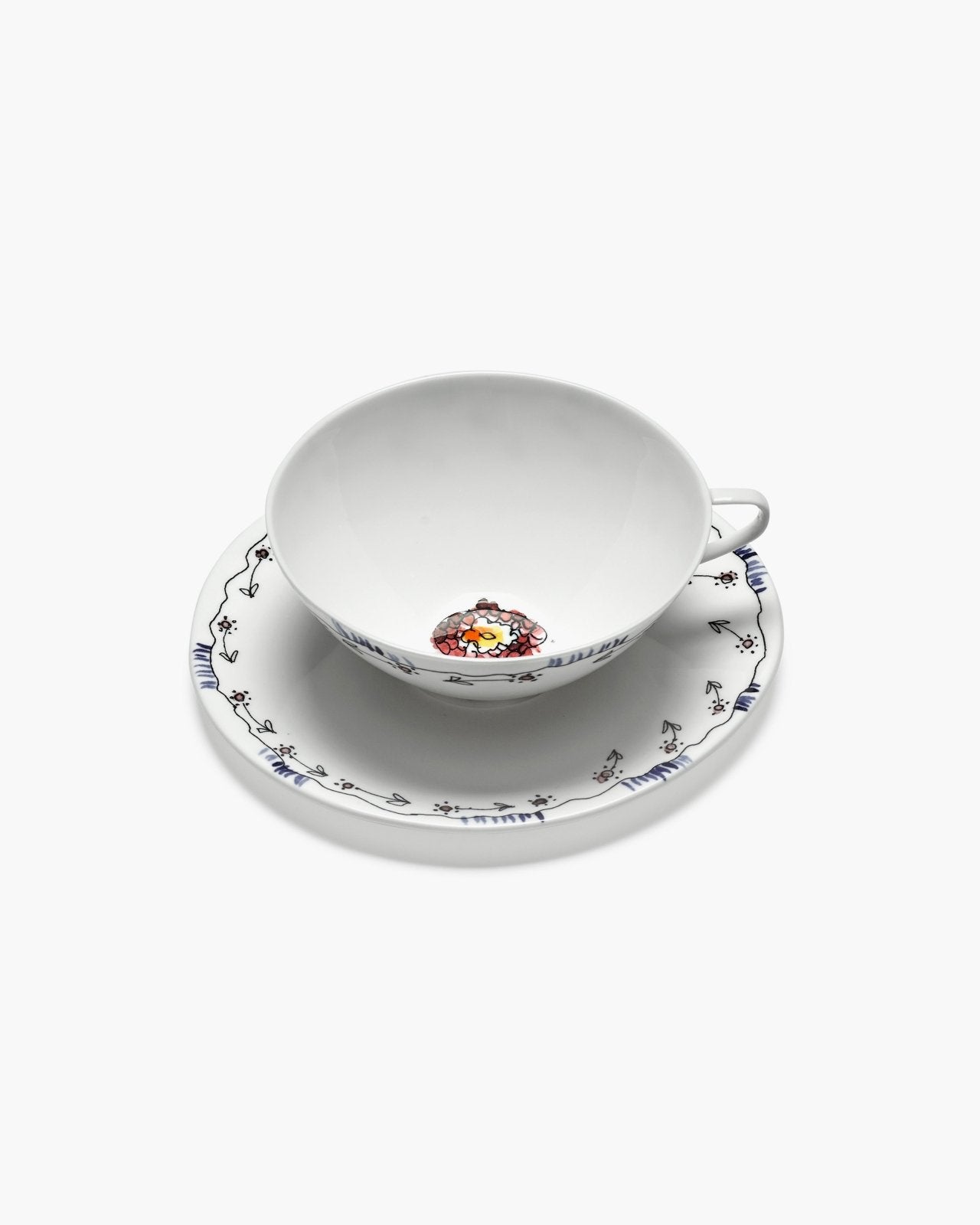 Tea Cup with Saucer - Anemone Milk Midnight Flowers Geschirr by Serax x Marni