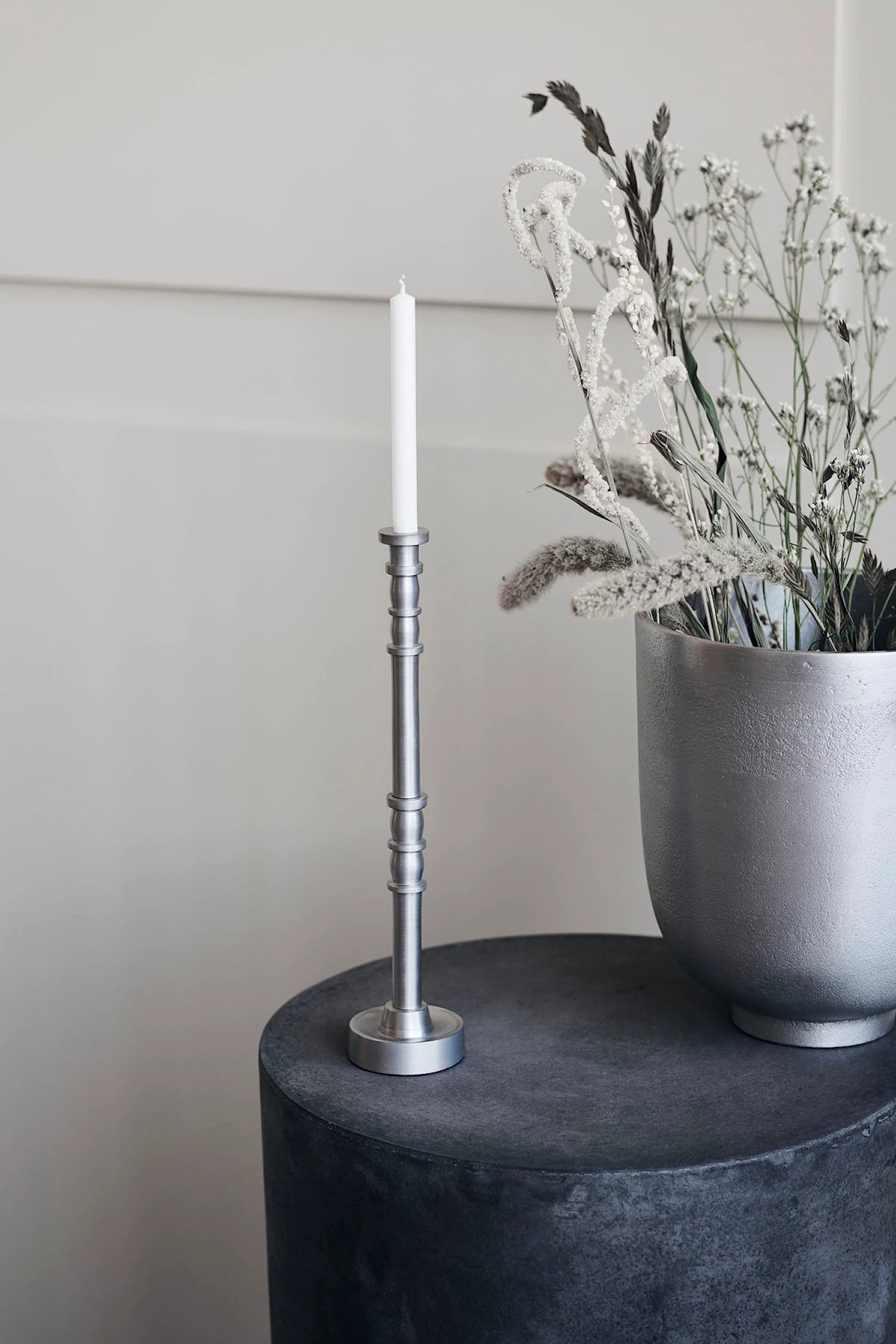 Candlestick - Jersey - Silver oxidized Candlestick by House Doctor