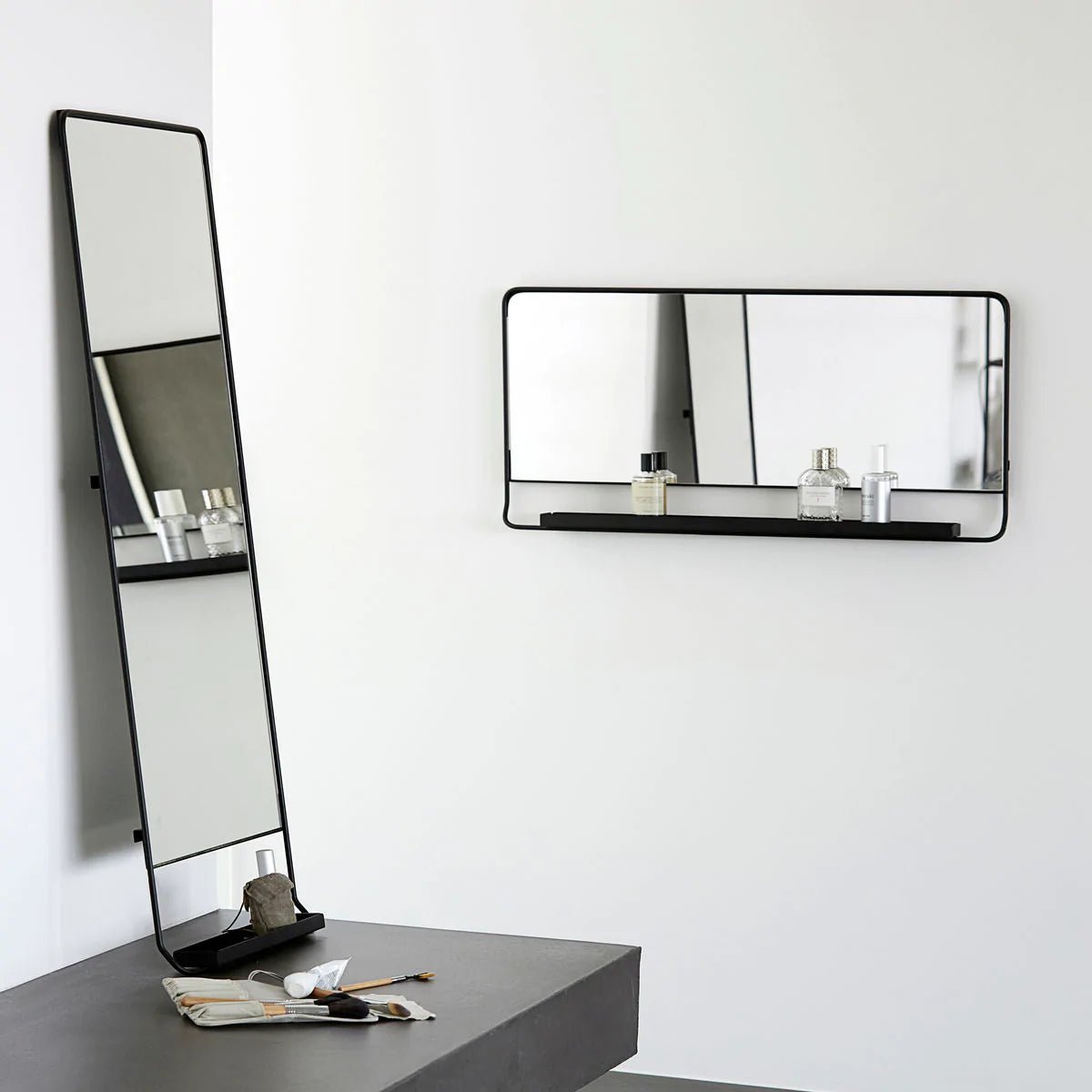 Spiegel mit Ablage - Chic - Schwarz - 80x40cm