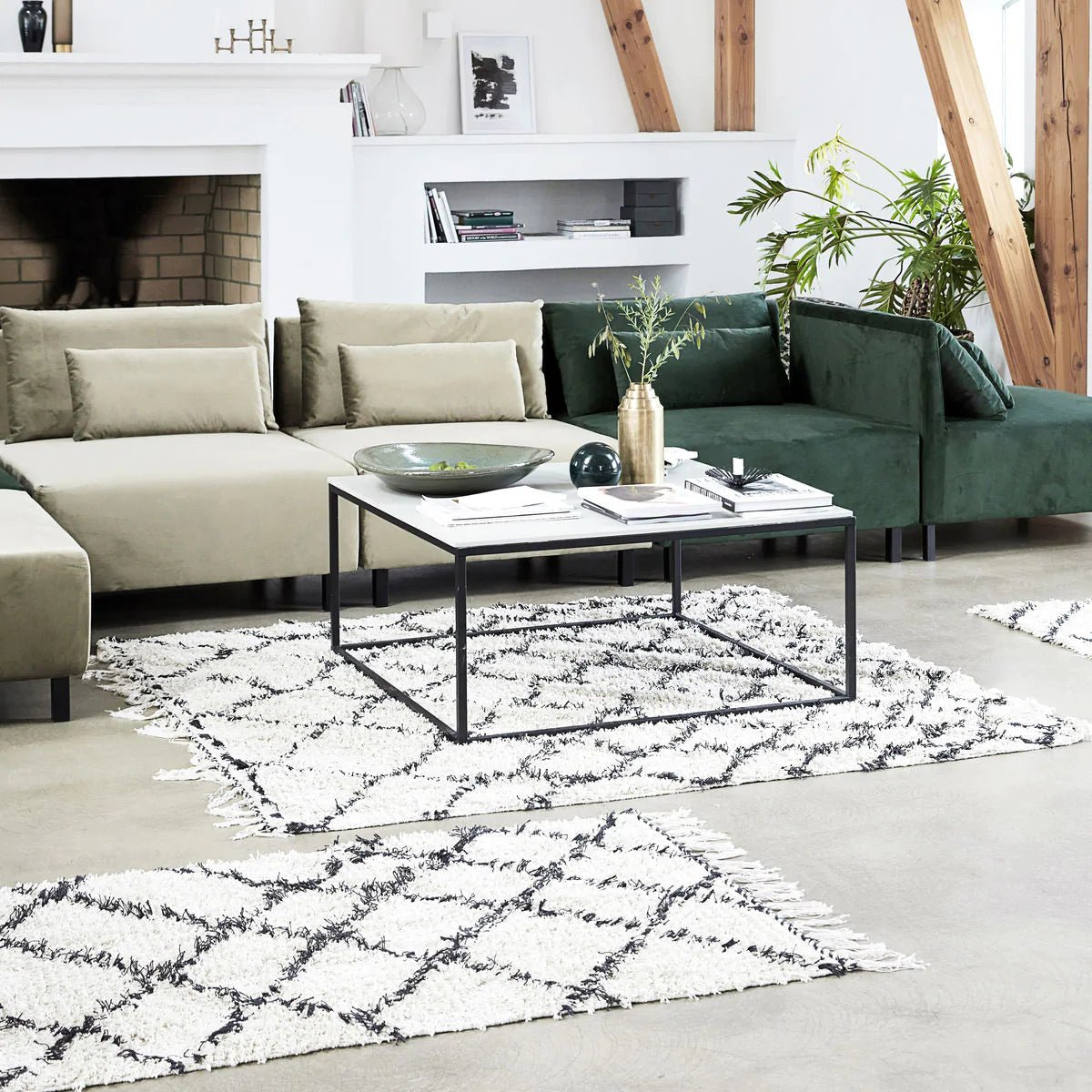 Teppich - Zena - Weiß schwarz - 180x180cm Teppich von House Doctor